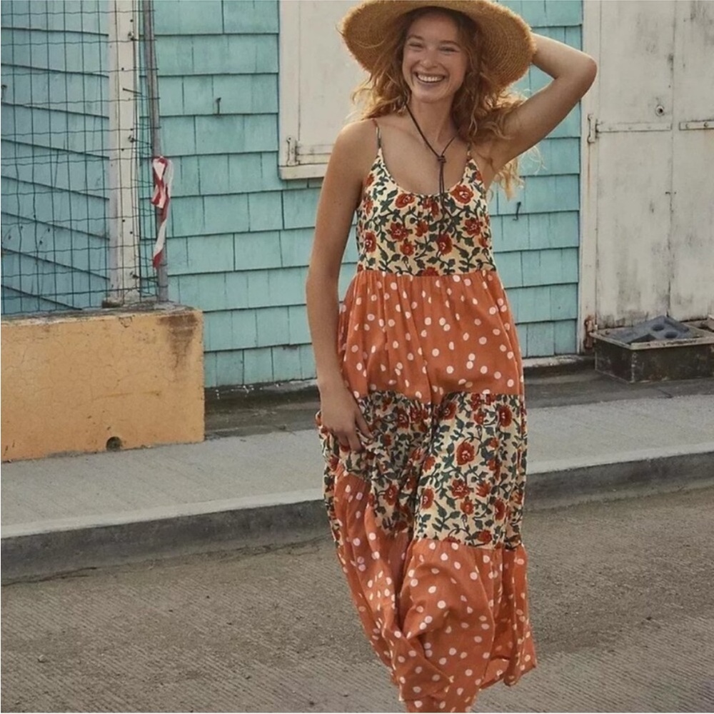ROLLER RABBIT Rosetone Polka Dot Floral Tiered DAKOTA Maxi Dress NEW Size Small - Picture 16 of 16